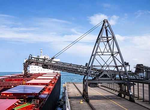 Carregador de navios montado em trilhos